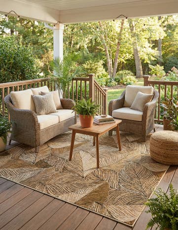 8' x 8' Easy-Clean Botanical Indoor / Outdoor Square Rug