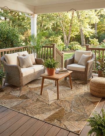 8' x 8' Easy-Clean Botanical Indoor / Outdoor Square Rug