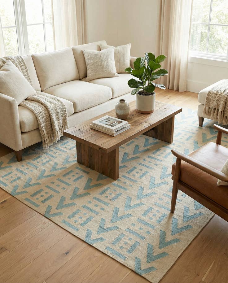 Detail image of 5' x 6' 1 Hand Woven Kilim Modern Wool Rug