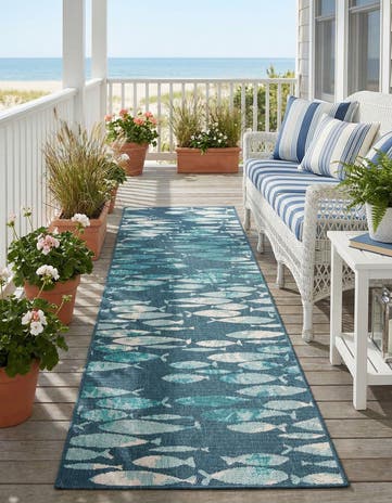 2' 7 x 12' Easy-Clean Coastal Indoor / Outdoor Runner Rug