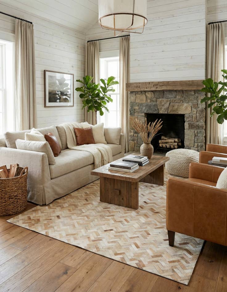 Detail image of  4' 10 x 7' 10 Cowhide Stocks Rug