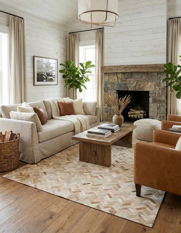 4' 10 x 7' 10 Cowhide Stocks Rug
