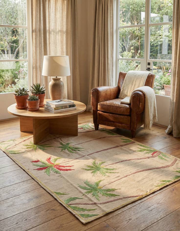 Detail image of 4' 10 x 6' 6  Hand Woven Kilim Suzani Wool Rug