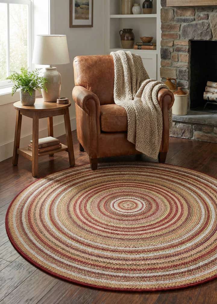 5' 3 x 5' 3 Easy-Clean Baja Indoor / Outdoor Round Rug