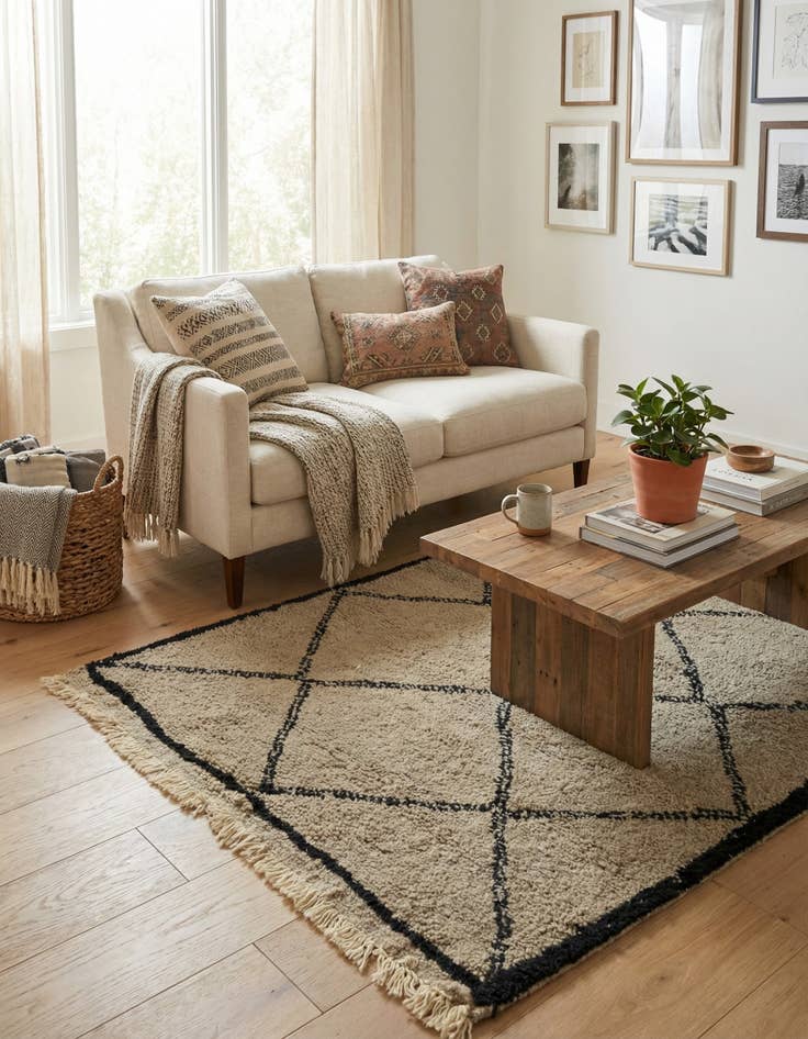 Detail image of 3' 6 x 5' 4  Hand Knotted Moroccan Wool Rug