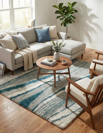 Teal Soft Touch Shag Square Rug