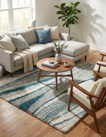 Teal Soft Touch Shag Square Rug