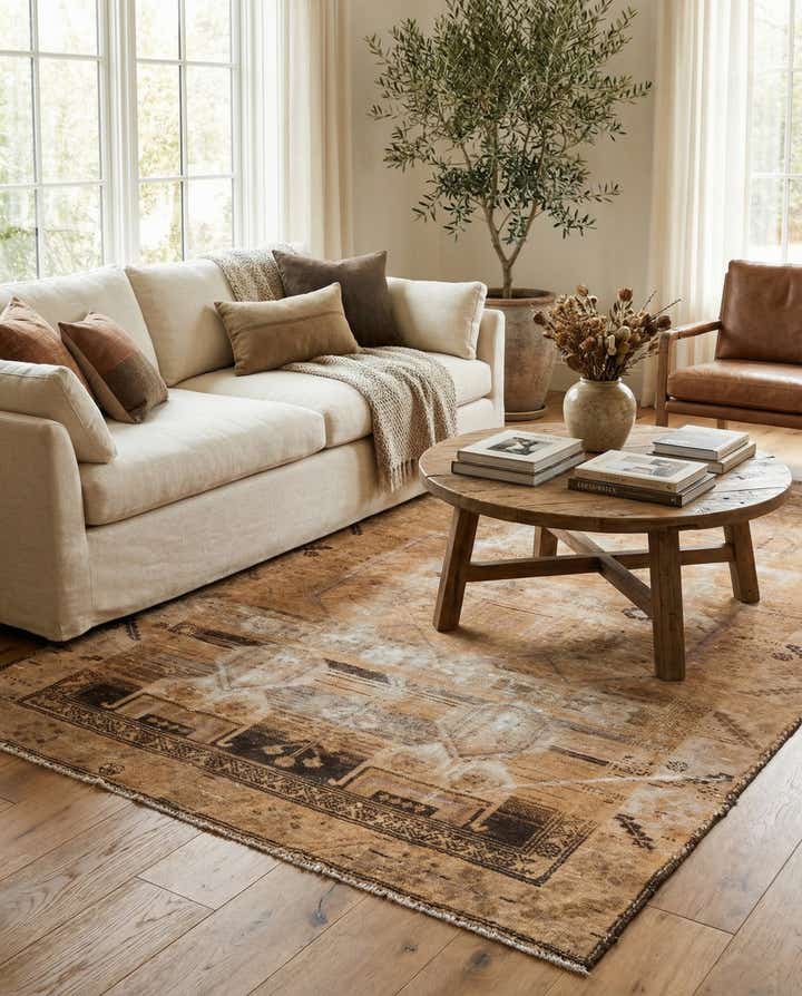 4' 6 x 8' 5 Hand Knotted Ultra Vintage Persian Wool Rug