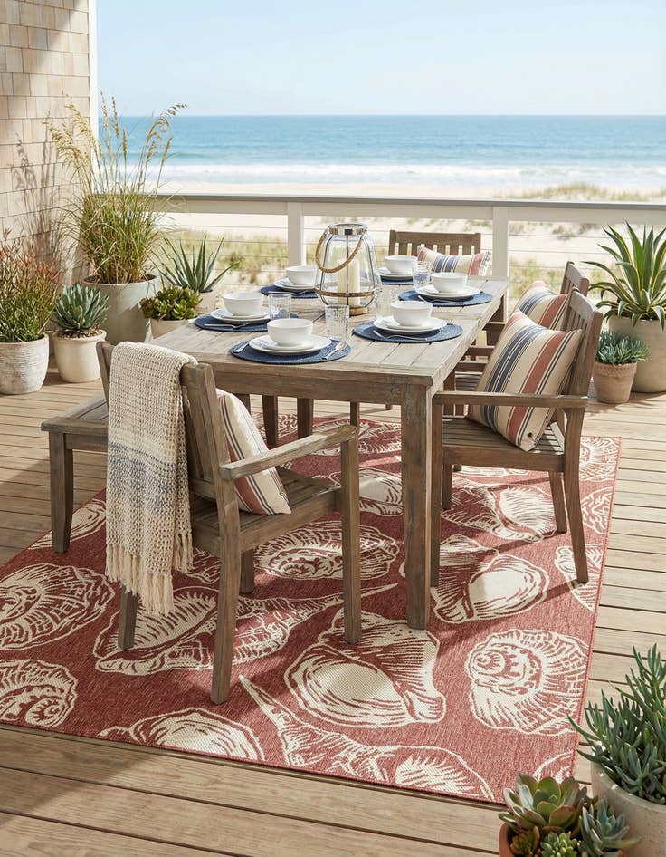 Detail image of 7' 10 x 10'  Washable Coastal Indoor / Outdoor Rug