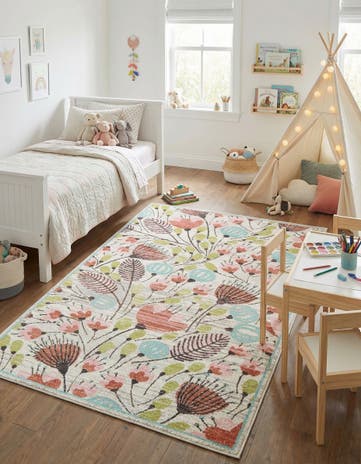6' 1 x 9' Flowers Whimsy Kids Rug