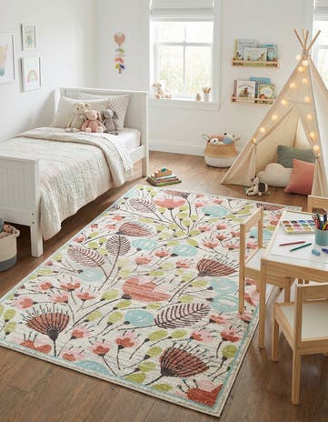 6' 1 x 9' Flowers Whimsy Kids Rug
