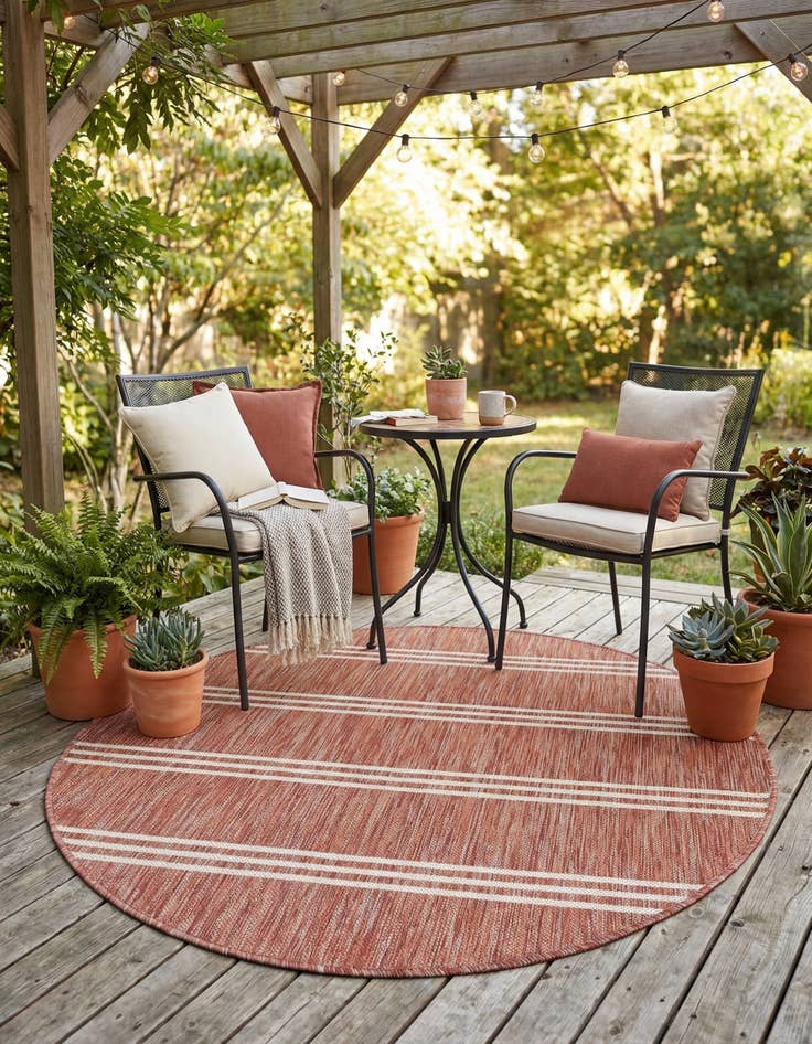 Detail image of 4' x 4'  Washable Jill Zarin Anguilla Indoor / Outdoor Round Rug