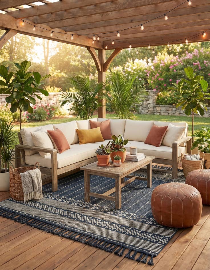 Detail image of 9' x 12' Easy-Clean Eco Bohemian Indoor / Outdoor Rug