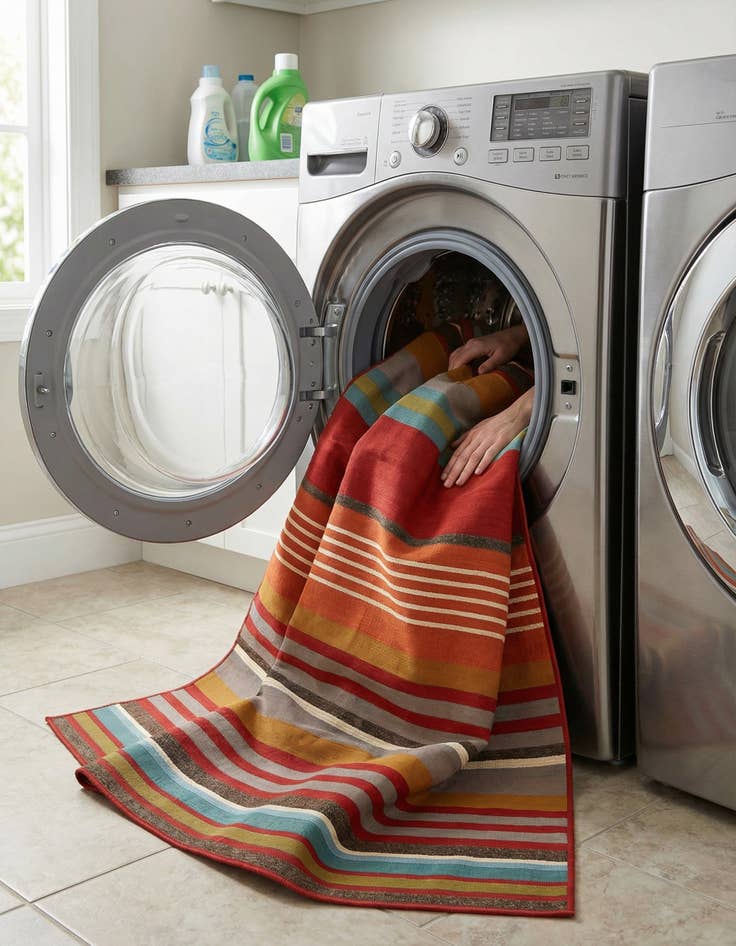 Detail image of  7' 10 x 10'  Washable Modern Indoor / Outdoor Rug