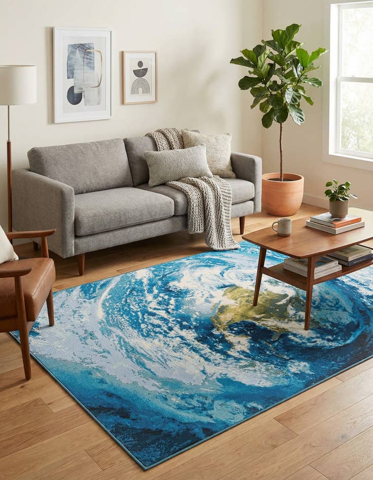 Detail image of 5' 3 x 8' Easy-Clean Modern Indoor / Outdoor Rug