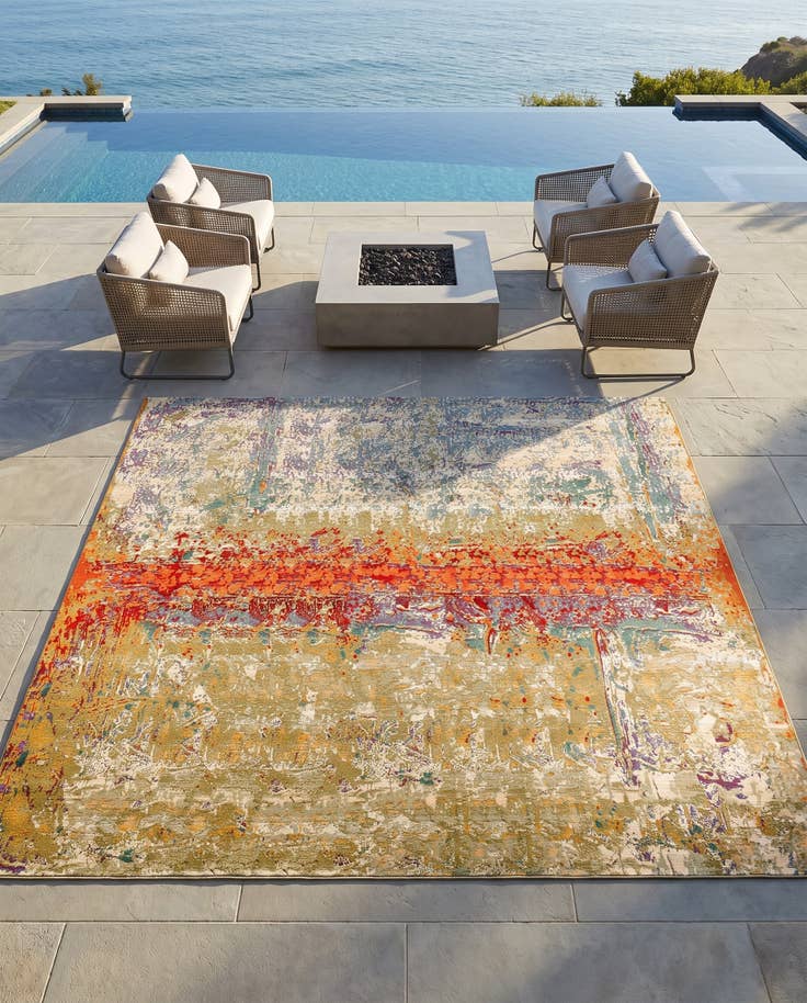 Detail image of 12' x 12' Easy-Clean Modern Indoor / Outdoor Square Rug