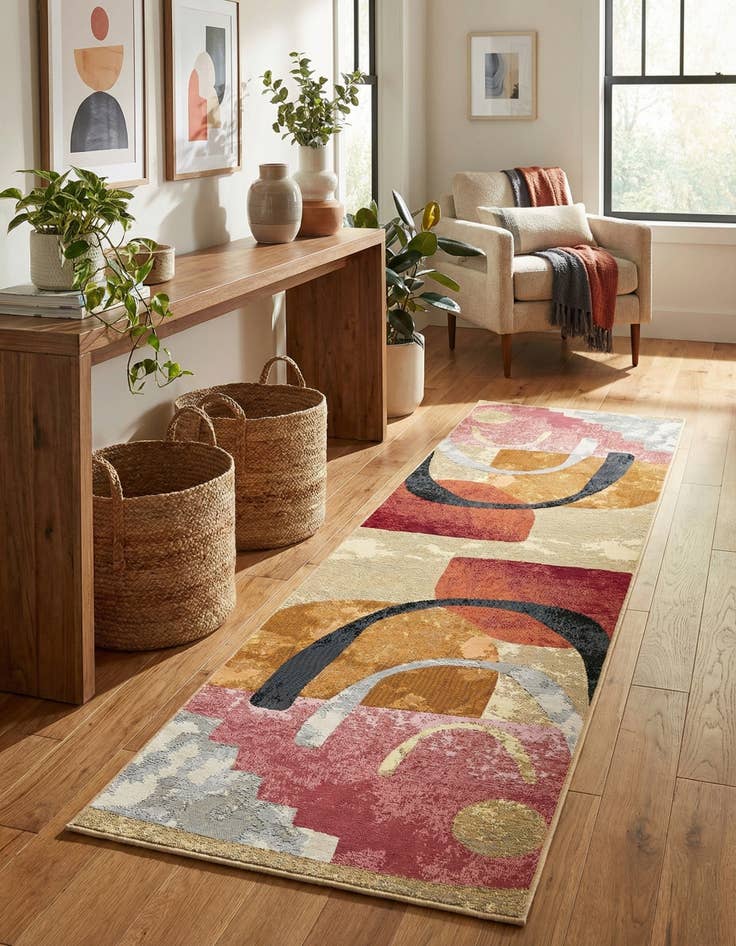 Detail image of 2' 7 x 10'  Washable Modern Indoor / Outdoor Runner Rug