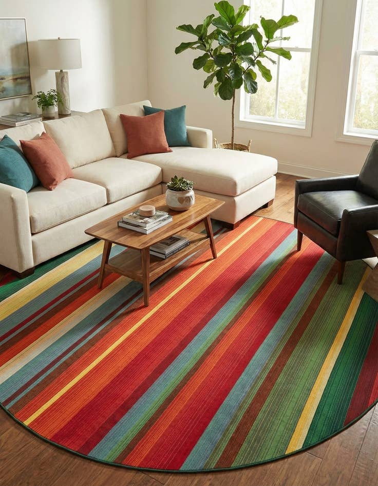 Detail image of 10' x 10'  Washable Modern Indoor / Outdoor Round Rug