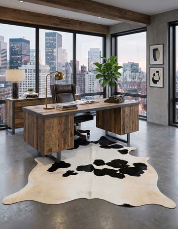 5' 5 x 5' 6 Cowhide Leather Square Rug
