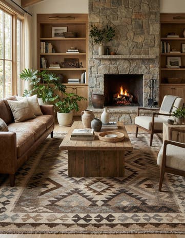 5' 2 x 6' 3 Hand Woven Kilim Maymana Wool Rug