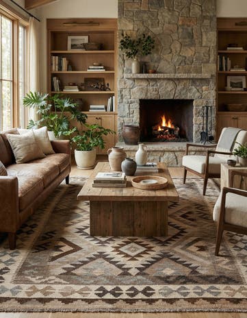 5' 2 x 6' 3 Hand Woven Kilim Maymana Wool Rug