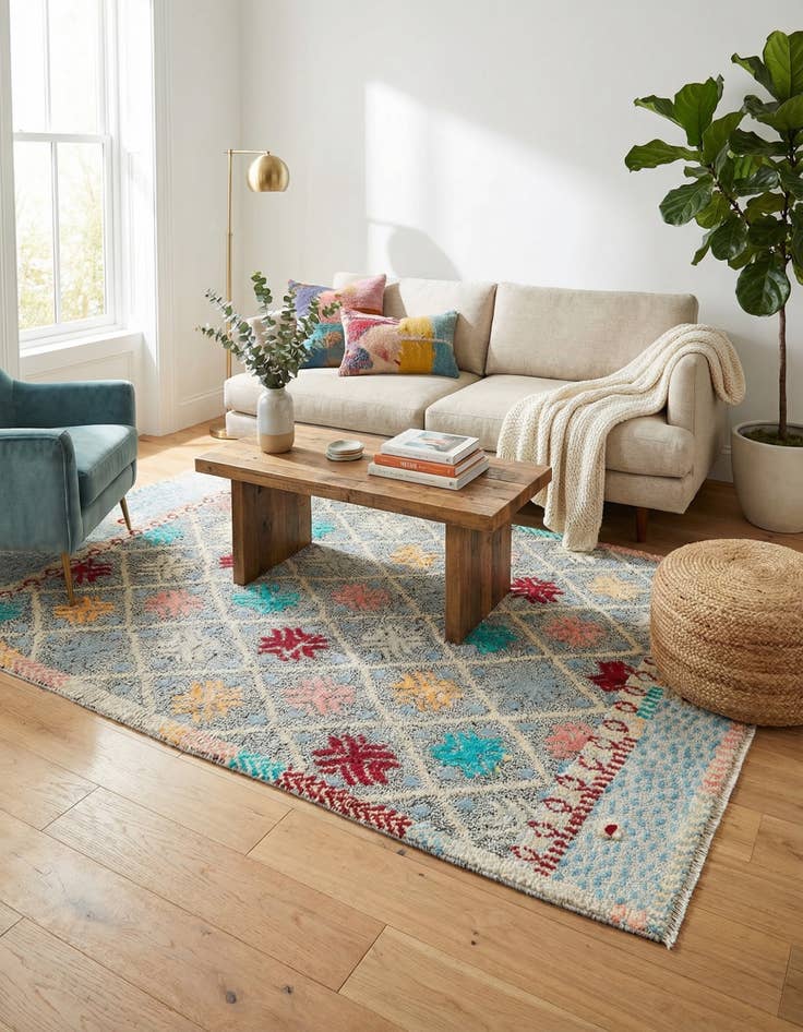 Detail image of 5' 7 x 8'  Hand Knotted Modern Ziegler Wool Rug