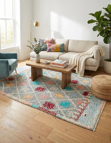 5' 7 x 8' Hand Knotted Modern Ziegler Wool Rug