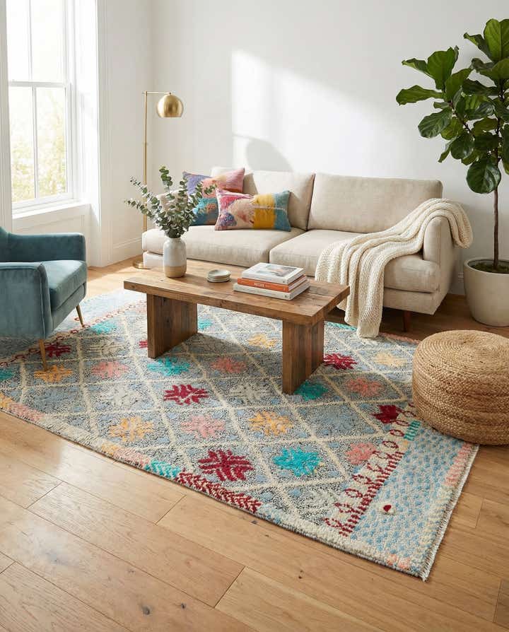 5' 7 x 8' Hand Knotted Modern Ziegler Wool Rug
