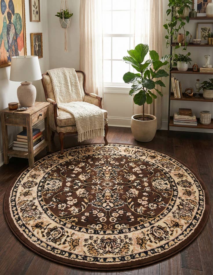 Detail image of 4' x 4' Kashan Design Round Rug