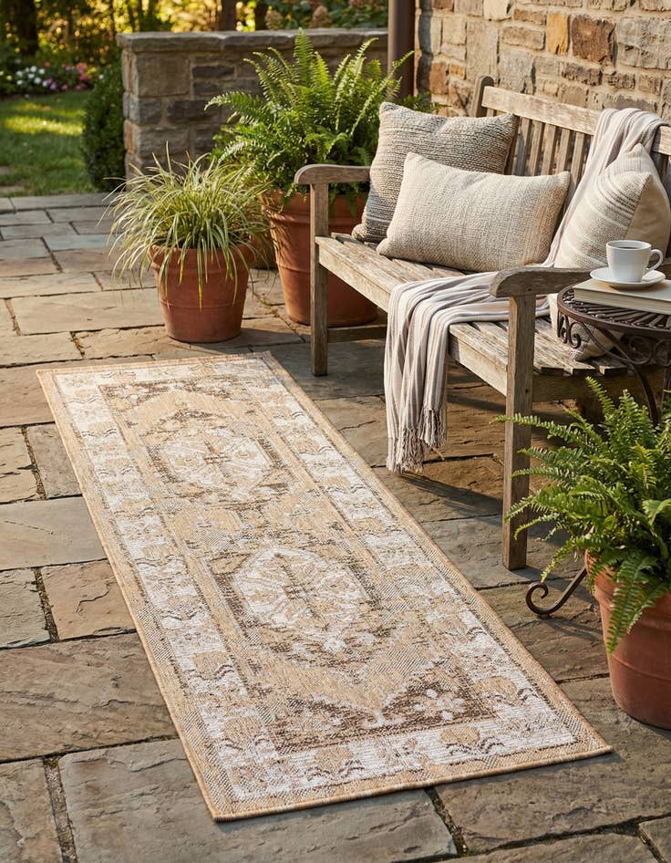 Detail image of 2' x 6'  Washable Traditional Indoor / Outdoor Runner Rug