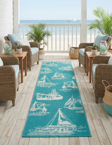 2' x 8' Easy-Clean Coastal Indoor / Outdoor Runner Rug