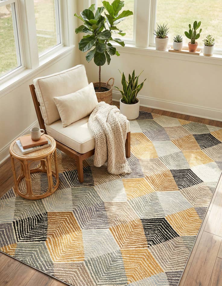 Detail image of 6' x 9'  Washable Modern Indoor / Outdoor Rug