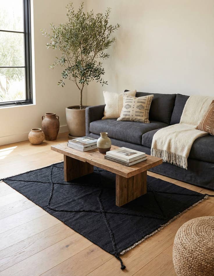 Detail image of 3' 6 x 5'  Hand Woven Moroccan Wool Rug