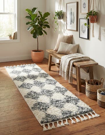 White Serenity Shag Runner Rug