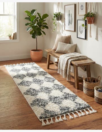 White Serenity Shag Runner Rug