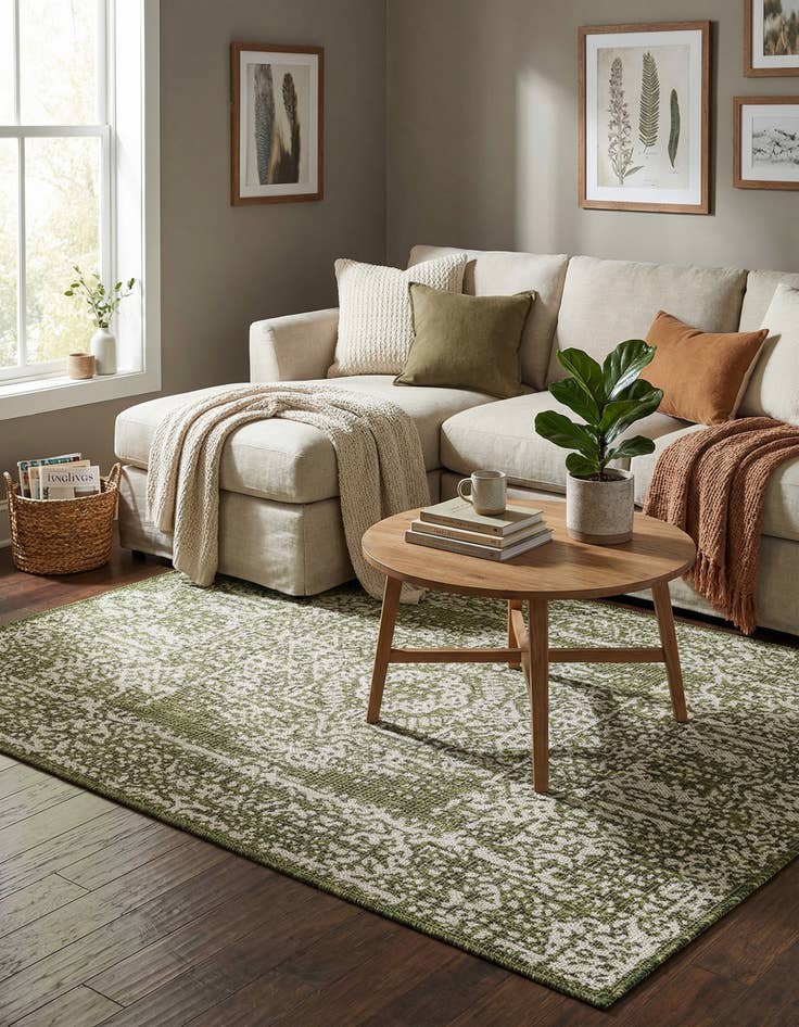 Detail image of 4' x 6'  Washable Traditional Indoor / Outdoor Rug