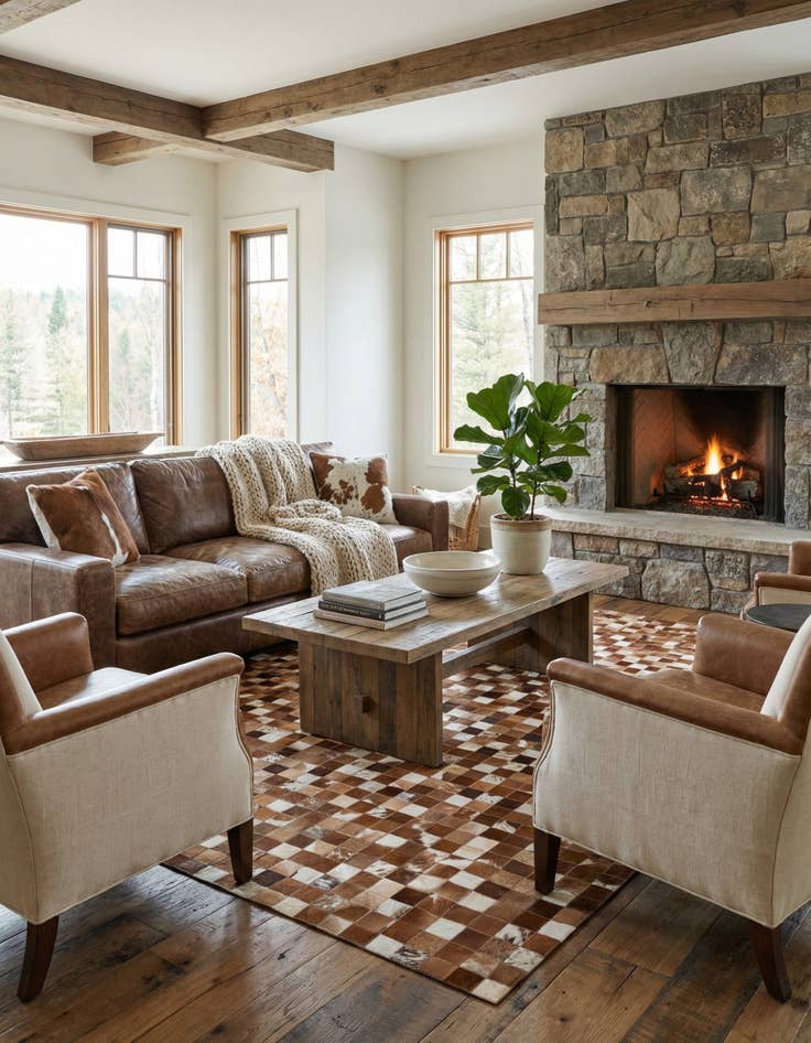 Detail image of  4' 11 x 7' 10 Cowhide - Patchwork Rug