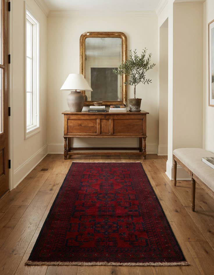 Detail image of  2' 7 x 6' 2  Hand Knotted Khal Mohammadi Wool Runner Rug