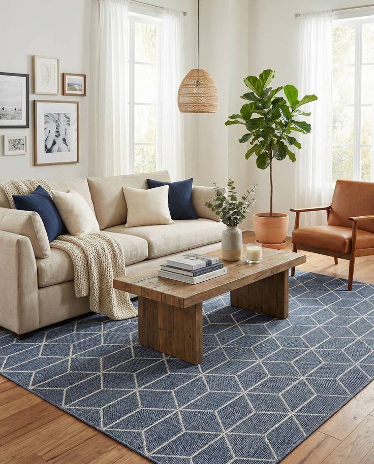 Detail image of 6' 1 x 9' Easy-Clean Lattice Indoor / Outdoor Rug