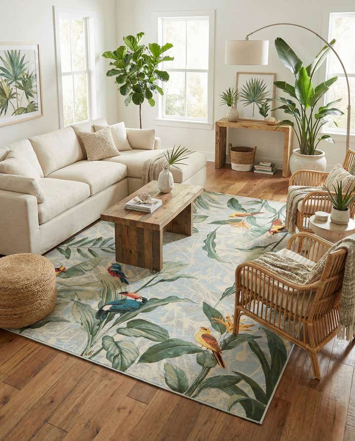 7' 10 x 11' Easy-Clean Botanical Indoor / Outdoor Rug