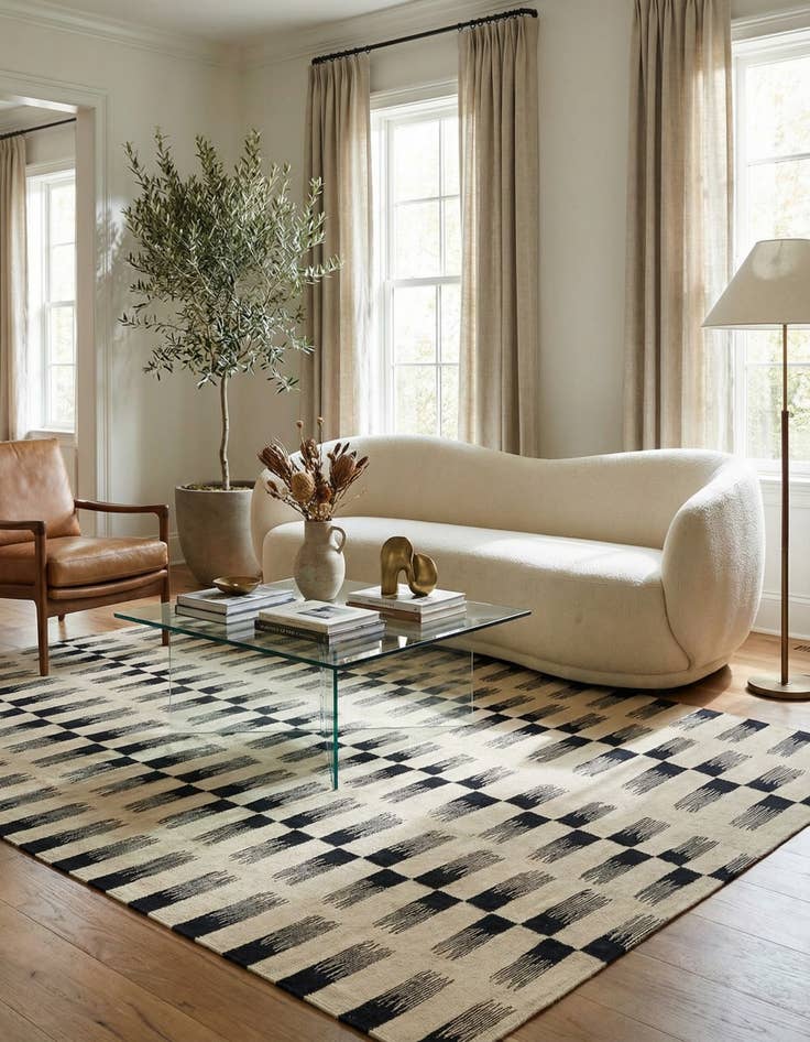 Detail image of 6' x 7'  Hand Woven Kilim Modern Wool Square Rug