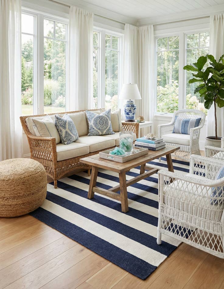 Detail image of  5' 1 x 8'  Hand Woven Jill Zarin Hamptons Rug