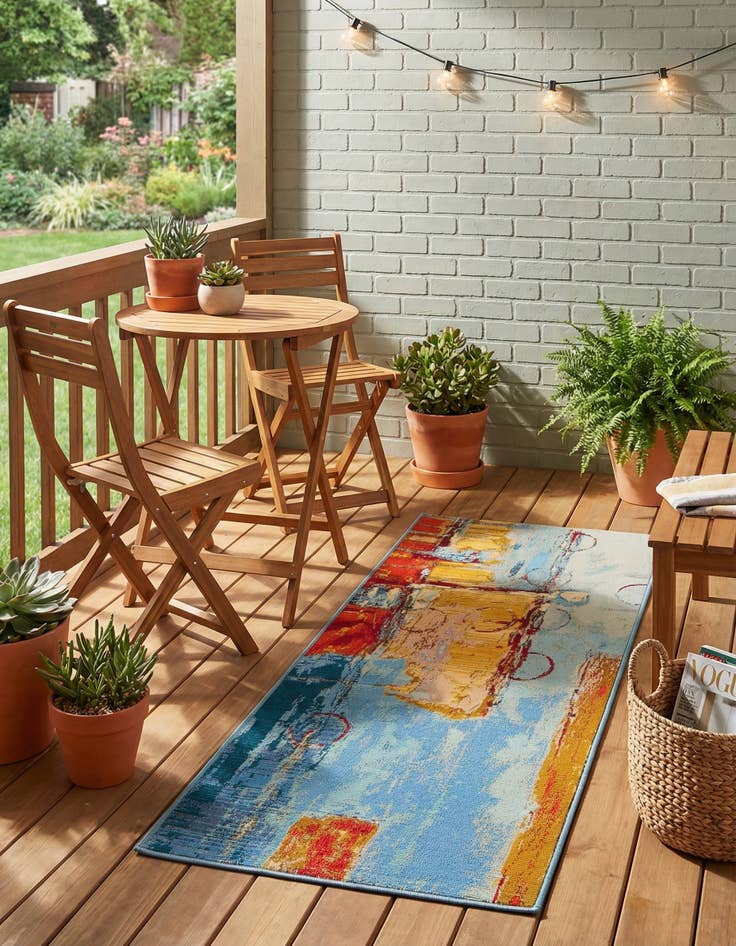 Detail image of 2' x 4'  Washable Modern Indoor / Outdoor Runner Rug