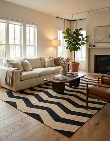 6' 9 x 9' 7 Hand Woven Kilim Modern Wool Rug