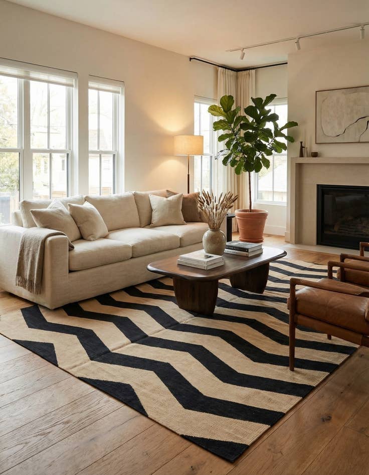 Detail image of 6' 9 x 9' 7  Hand Woven Kilim Modern Wool Rug