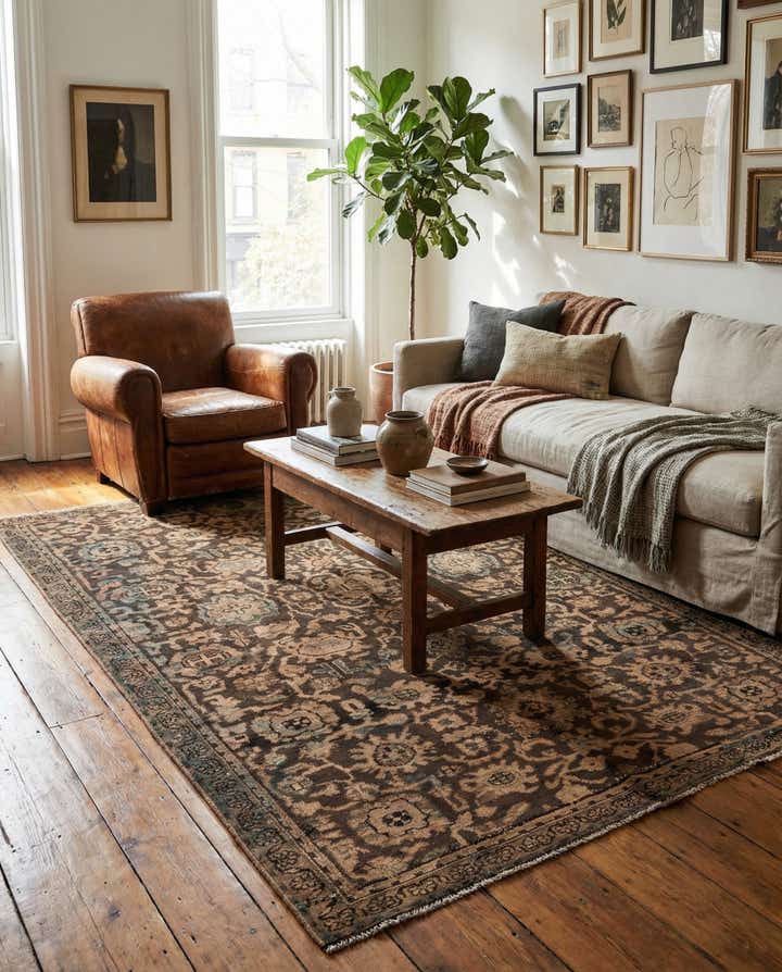 4' 9 x 7' Hand Knotted Ultra Vintage Persian Wool Rug