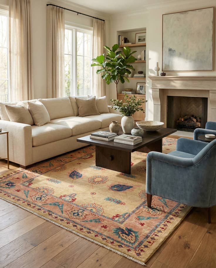 Detail image of 5' 2 x 7' 1 Hand Knotted Ziegler Wool Rug