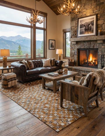 5' x 8' 1 Cowhide Leather Rug