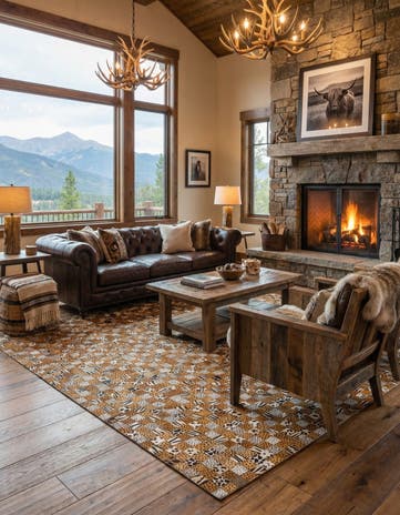 5' x 8' 1 Cowhide Leather Rug
