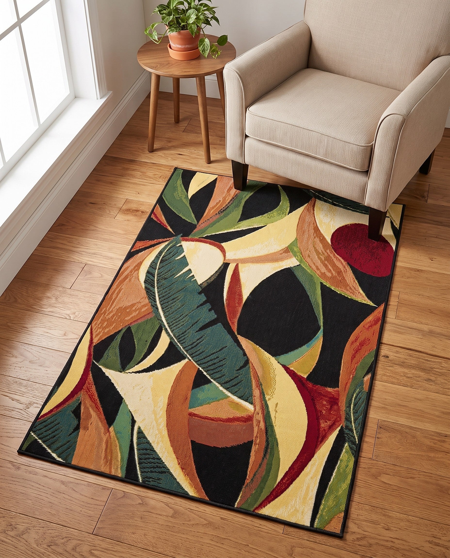 3' 3 x 5' 3 Easy-Clean Botanical Indoor / Outdoor Rug